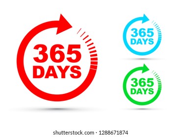 Three hundred and sixty five days a year icon set