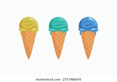 Three ice cream cones