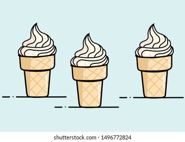 Three Ice cream illustrations or icons