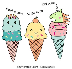three ice cream unicorn for baby fashion