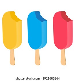 three ice creams and a popsicle.