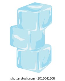 Three ice cubes for drinks. Vector stock illustration isolated on white background.