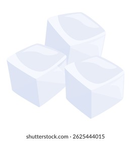Three ice cubes melting, ideal for representing concepts related to freshness, drinks, summer, or temperature
