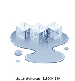 Three ice cubes melting, Vector Illustration.