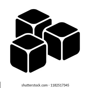 Three ice cubes or sugar cubes flat vector icon for apps and websites