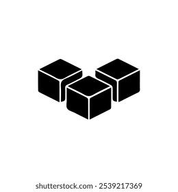 Three ice cubes or sugar cubes set flat vector icon for apps and websites