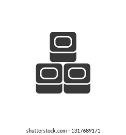 Three ice or sugar cubes modern simple clear flat outline vector icon, symbol