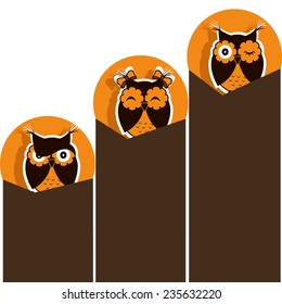 Three icons with brown owl