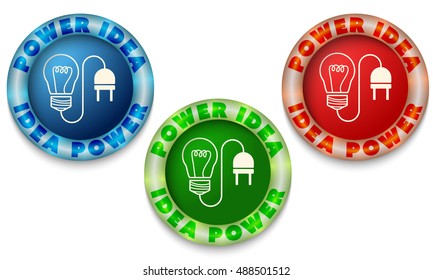 Three icons with color back light and power symbol