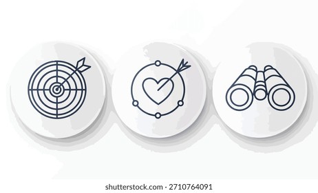 Drei Symbole, die Ziele, die Liebe und Vision perfekt für die Illustration der Geschäftsstrategie oder persönliche Bestrebungen darstellen