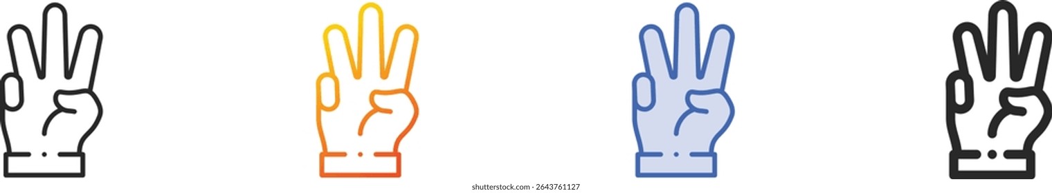 three icon.Thin Linear, Gradient, Blue Stroke and bold Style Design Isolated On White Background