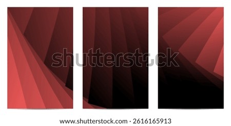 Three images of stacked gradient layers in varying shades of red and black form a visually interesting graphic. The gradient effect creates a sense of depth.