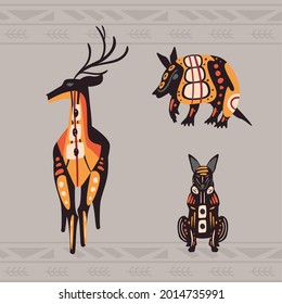three indigenous animals ethnicity icons