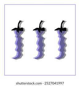 Tres chiles de color índigo