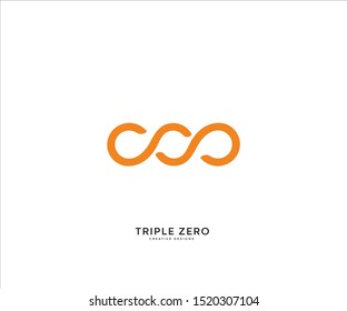 three infinite circles. Triple Zero Logo Template, Triple O logo abstract.