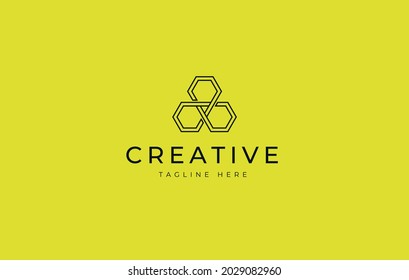 Three Infinite Hexagon. Triple Hexagon Logo Template, Triple Hexagon logo abstract.