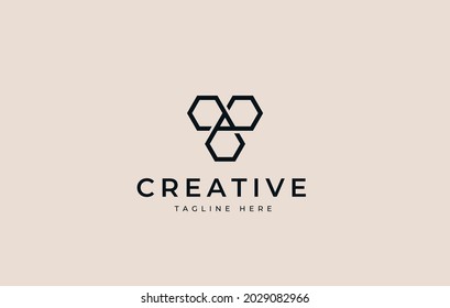 Three Infinite Hexagon. Triple Hexagon Logo Template, Triple Hexagon logo abstract.