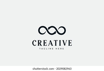 Three Infinity Snakes. Triple Zero Logo Template, Triple O logo abstract.