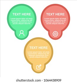 Three infographic circle banner flat color with tiny icon