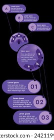 Three infographic elements with 6 and 3 sections for information. The set will help you present your data in a modern way. Use the collection to create presentations, create animated infographics.