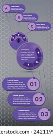 Three infographic elements with 6 and 3 sections for information. The set will help you present your data in a modern way. Use the collection to create presentations, create animated infographics.