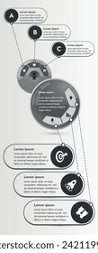 Three infographic elements with 6 and 3 sections for information. The set will help you present your data in a modern way. Use the collection to create presentations, create animated infographics.