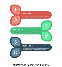 Three infographic leaf banner flat color with tiny icon