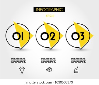 three infographic speech bubbles with arrow, concept of options