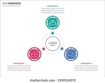 Three infographics element. Vector illustration. Vector business template for presentation. Timeline with 3 option. 
Vector Infographic label design template with icons and 3 options or steps.