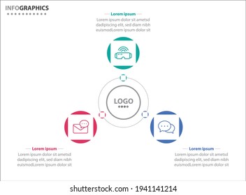 Tres elementos de infografía. Ilustración vectorial. Plantilla de negocio de vectores para presentación. Línea de tiempo con opción 3. 
Plantilla de diseño de etiquetas de vectores Infografía con iconos y 3 opciones o pasos.