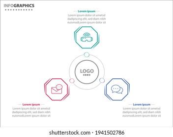 Three infographics element. Vector illustration. Vector business template for presentation. Timeline with 3 option. 
Vector Infographic label design template with icons and 3 options or steps.
