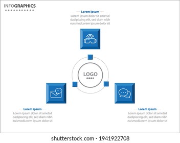 Tres elementos de infografía. Ilustración vectorial. Plantilla de negocio de vectores para presentación. Línea de tiempo con opción 3. 
Plantilla de diseño de etiquetas de vectores Infografía con iconos y 3 opciones o pasos.