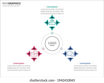 Drei Infografiken. Vektorgrafik. Vektorgeschäftsvorlage zur Präsentation. Zeitleiste mit 3 Option. 
Design-Vorlage für Vektorgrafiken mit Symbolen und 3 Optionen oder Schritten.