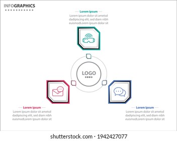 Tres elementos de infografía. Ilustración vectorial. Plantilla de negocio de vectores para presentación. Línea de tiempo con opción 3. 
Plantilla de diseño de etiquetas de vectores Infografía con iconos y 3 opciones o pasos.