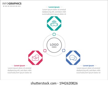 Three infographics element. Vector illustration. Vector business template for presentation. Timeline with 3 option. 
Vector Infographic label design template with icons and 3 options or steps.