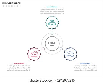 Tres elementos de infografía. Ilustración vectorial. Plantilla de negocio de vectores para presentación. Línea de tiempo con opción 3. 
Plantilla de diseño de etiquetas de vectores Infografía con iconos y 3 opciones o pasos.
