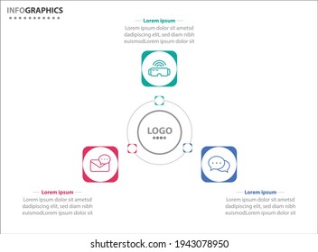 Drei Infografiken. Vektorgrafik. Vektorgeschäftsvorlage zur Präsentation. Zeitleiste mit 3 Option. 
Design-Vorlage für Vektorgrafiken mit Symbolen und 3 Optionen oder Schritten.