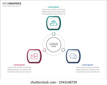 Three infographics element. Vector illustration. Vector business template for presentation. Timeline with 3 option. 
Vector Infographic label design template with icons and 3 options or steps.