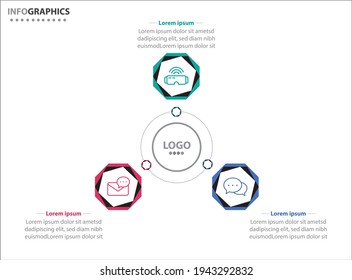 Tres elementos de infografía. Ilustración vectorial. Plantilla de negocio de vectores para presentación. Línea de tiempo con opción 3. 
Plantilla de diseño de etiquetas de vectores Infografía con iconos y 3 opciones o pasos.