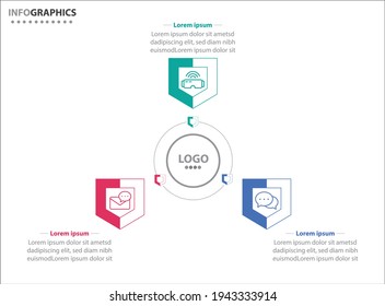 Three infographics element. Vector illustration. Vector business template for presentation. Timeline with 3 option. 
Vector Infographic label design template with icons and 3 options or steps.