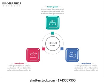 Three infographics element. Vector illustration. Vector business template for presentation. Timeline with 3 option. 
Vector Infographic label design template with icons and 3 options or steps.