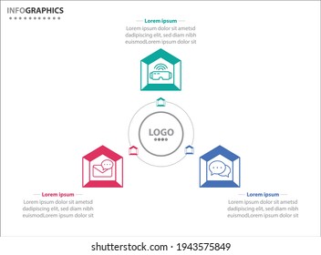 Three infographics element. Vector illustration. Vector business template for presentation. Timeline with 3 option. 
Vector Infographic label design template with icons and 3 options or steps.