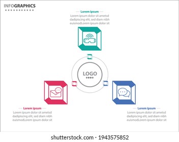 Tres elementos de infografía. Ilustración vectorial. Plantilla de negocio de vectores para presentación. Línea de tiempo con opción 3. 
Plantilla de diseño de etiquetas de vectores Infografía con iconos y 3 opciones o pasos.