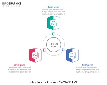 Three infographics element. Vector illustration. Vector business template for presentation. Timeline with 3 option. 
Vector Infographic label design template with icons and 3 options or steps.