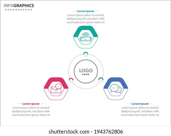 Tres elementos de infografía. Ilustración vectorial. Plantilla de negocio de vectores para presentación. Línea de tiempo con opción 3. 
Plantilla de diseño de etiquetas de vectores Infografía con iconos y 3 opciones o pasos.