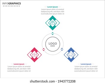 Three infographics element. Vector illustration. Vector business template for presentation. Timeline with 3 option. 
Vector Infographic label design template with icons and 3 options or steps.