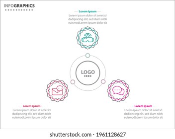 Three infographics element. Vector illustration. Vector business template for presentation. Timeline with 3 option.