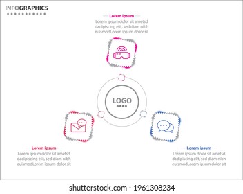 Three infographics element. Vector illustration. Vector business template for presentation. Timeline with 3 option.
