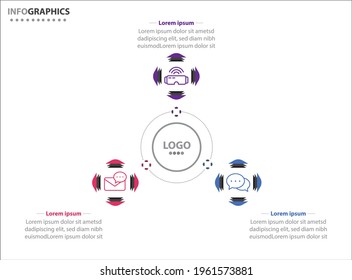 Three infographics element. Vector illustration. Vector business template for presentation. Timeline with 3 option.