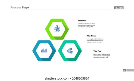 Three infographics. Template for cycle diagram, process chart, presentation. Creative concept with six options, parts, steps. Can be used for topics like business, startup, analysis
